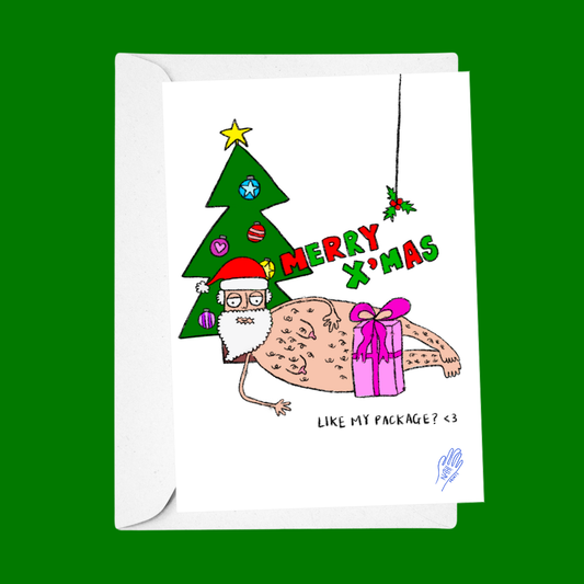 naked santa christmas card